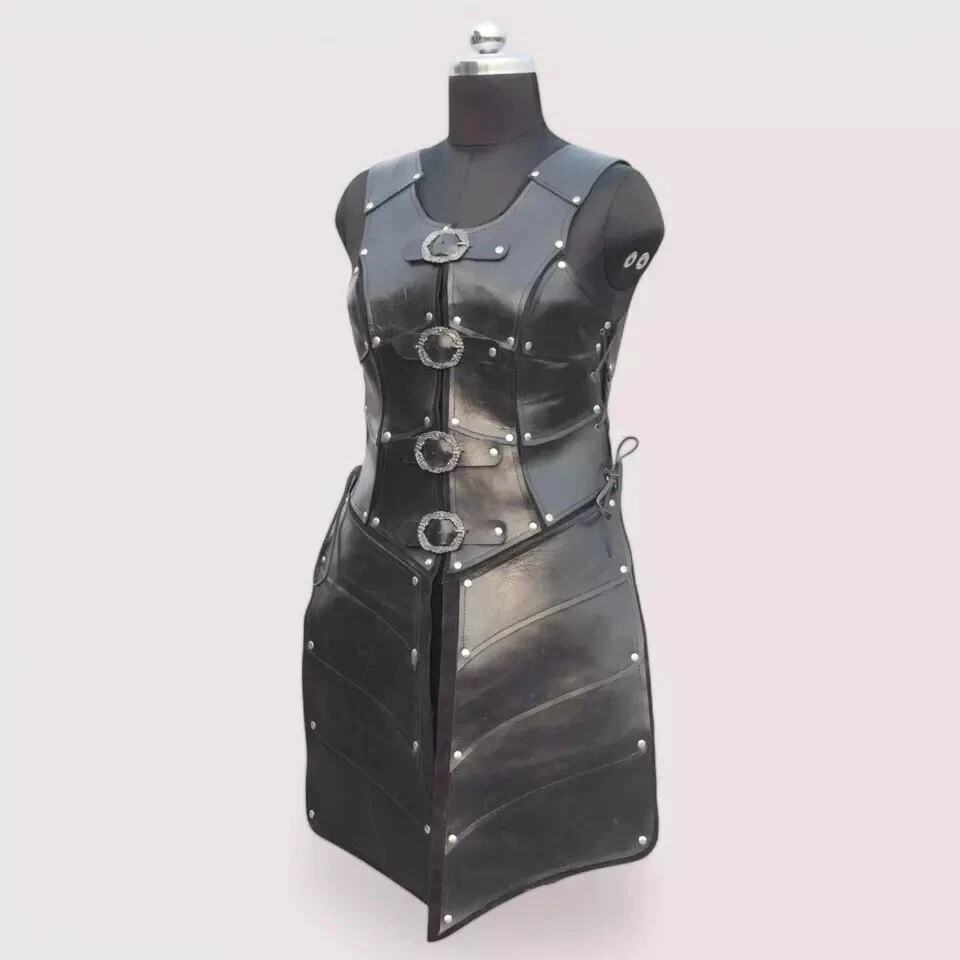 Fantasia feminina medieval renascentista LARP e reconstituição armadura de couro - Imagem 2 de 2