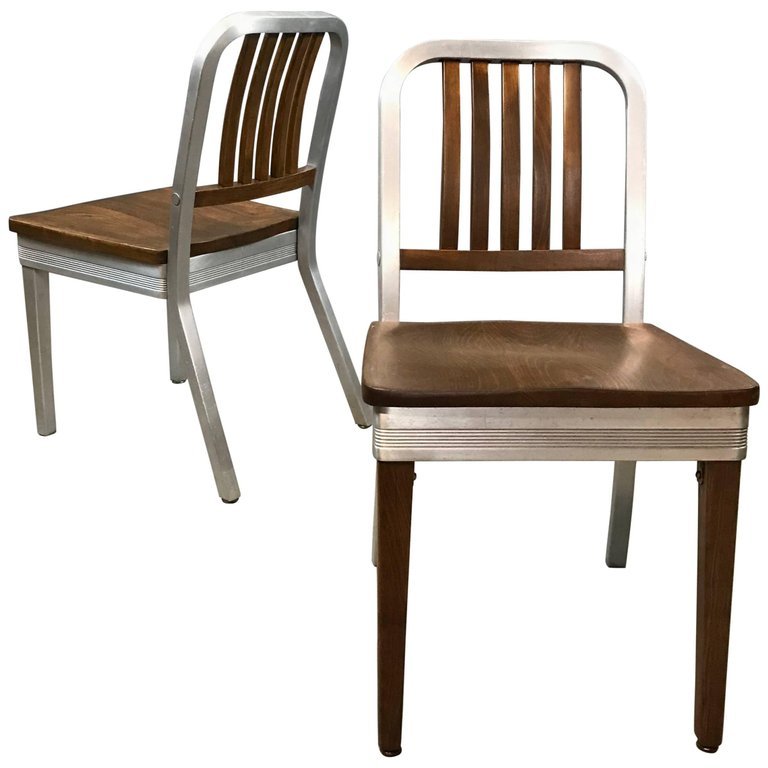Shaw Walker Aluminum And Maple Side Chair | eBay