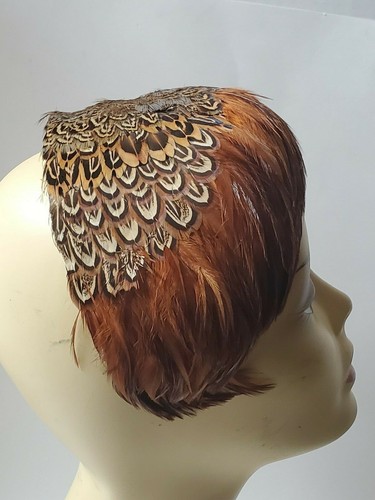 VINTAGE PHEASANT PEACOCK FEATHER HAT STUNNING FORMAL SPECIALTY WOMEN'S HAT - Picture 4 of 12
