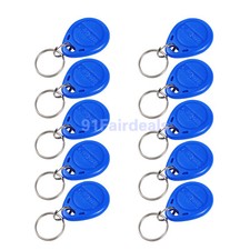 10pcs ID Card Key Fobs RFID Proximity 125KHz Rewritable Copyable Token Tag Blue