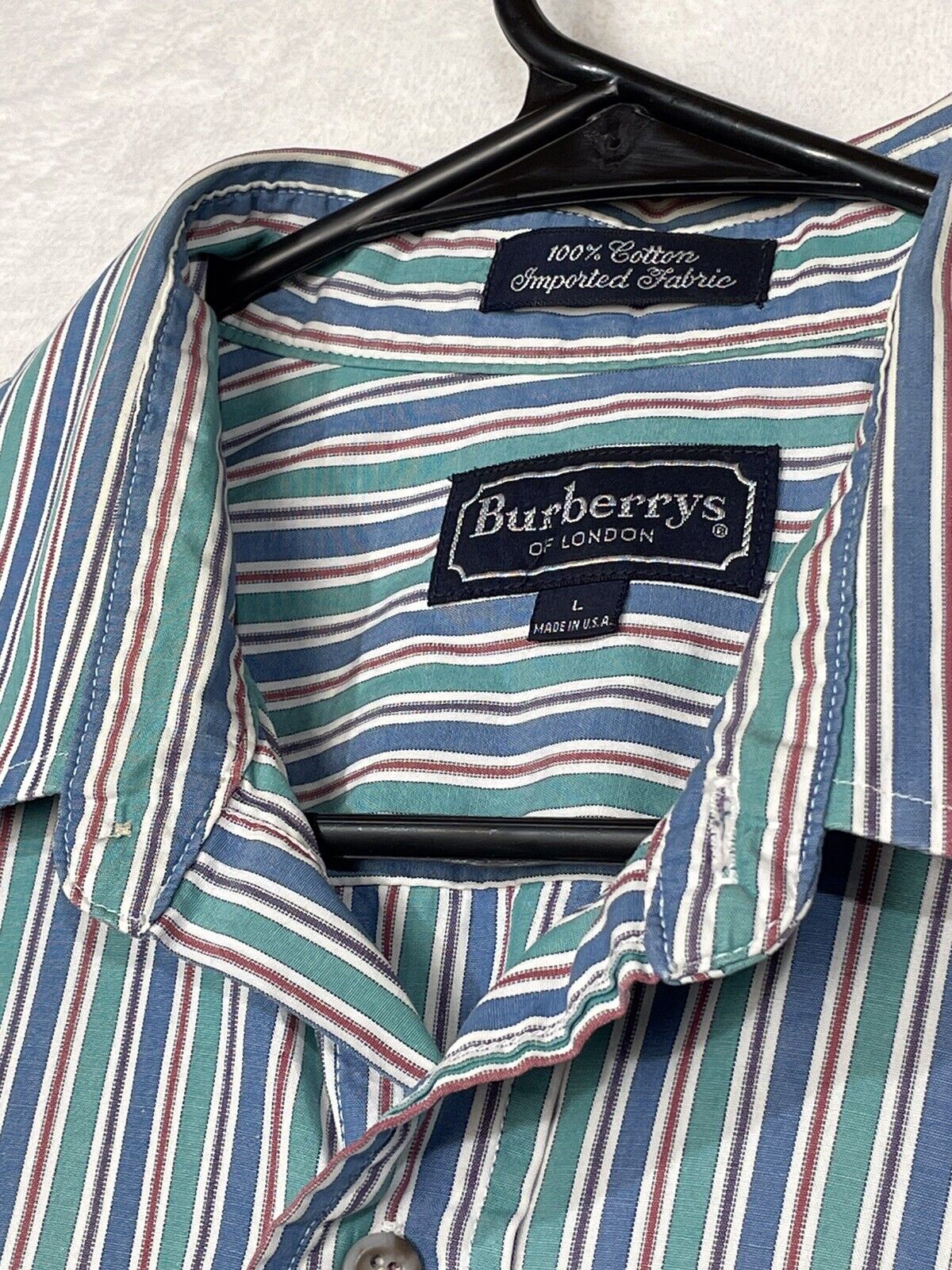 Burberry London Shirt Mens Large Blue Green Strip… - image 6