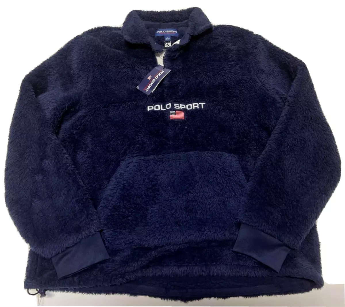 New Ralph Lauren Polo Sport Academy Fleece Pullover Navy Men s Size Medium USA