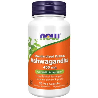 NOW Foods Ashwagandha 450mg 90 Veg Capsules, Stress, Relaxation and Calmness