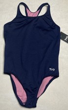 TYR Durafast Elite Solid Maxfit One Piece Swimsuit GIRLS US Size L 10/12 Navy