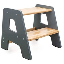 Wooden Step Stool for Toddlers  Kids Stool for Bathroom Sink  2-Step 1 - Gray