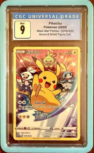 CGC 9 Mint 2020 POKEMON SWSH020  PROMO FIGURE Collection PIKACHU W/ Slab guard