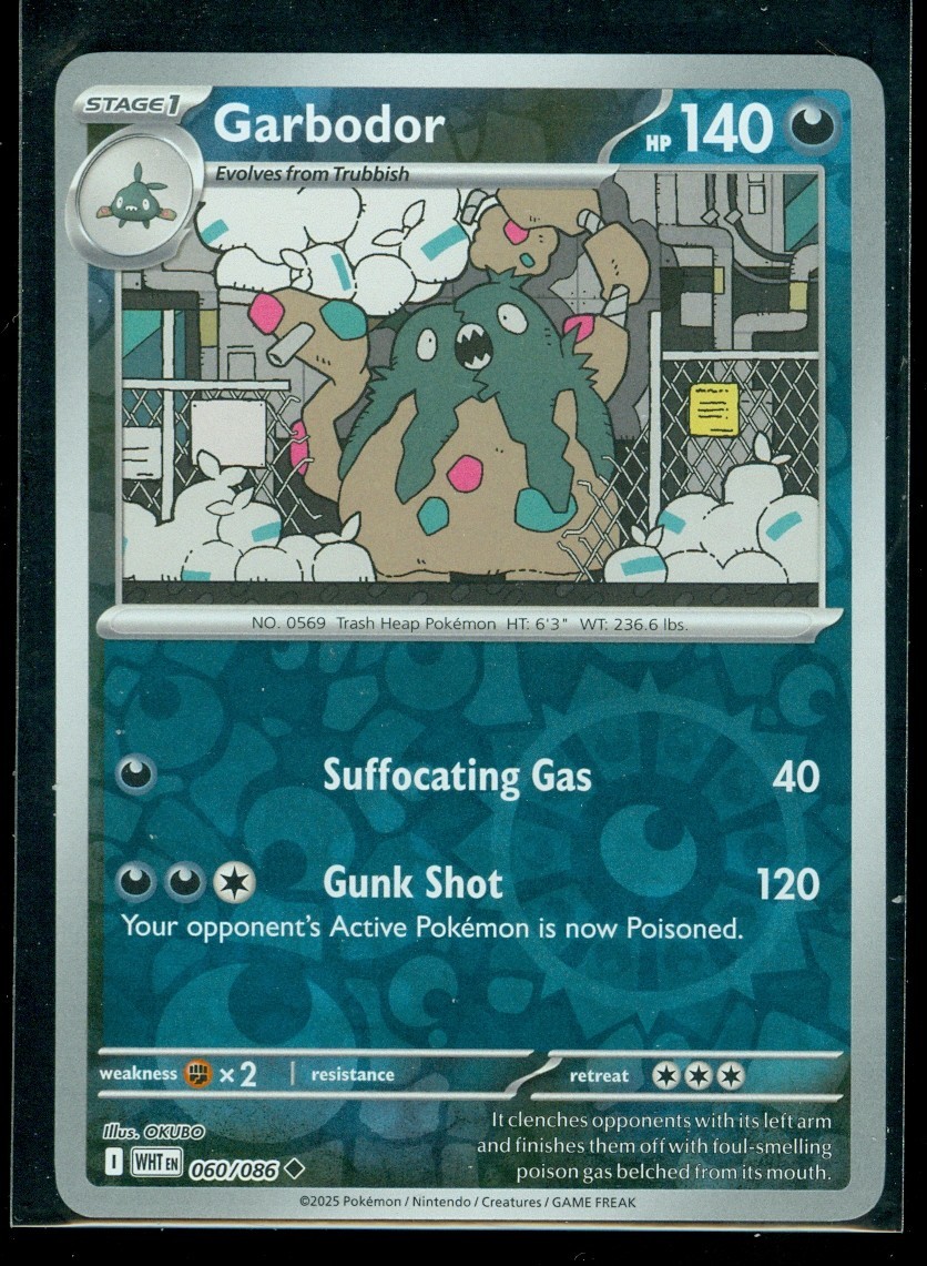 Pokemon GARBODOR 060/086 - White Flare - Rev Holo - MINT