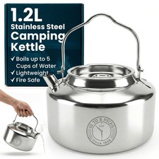 Camping Kettle for Boiling Water 1.2L | Stainless Steel Open Fire Coffee & Te...