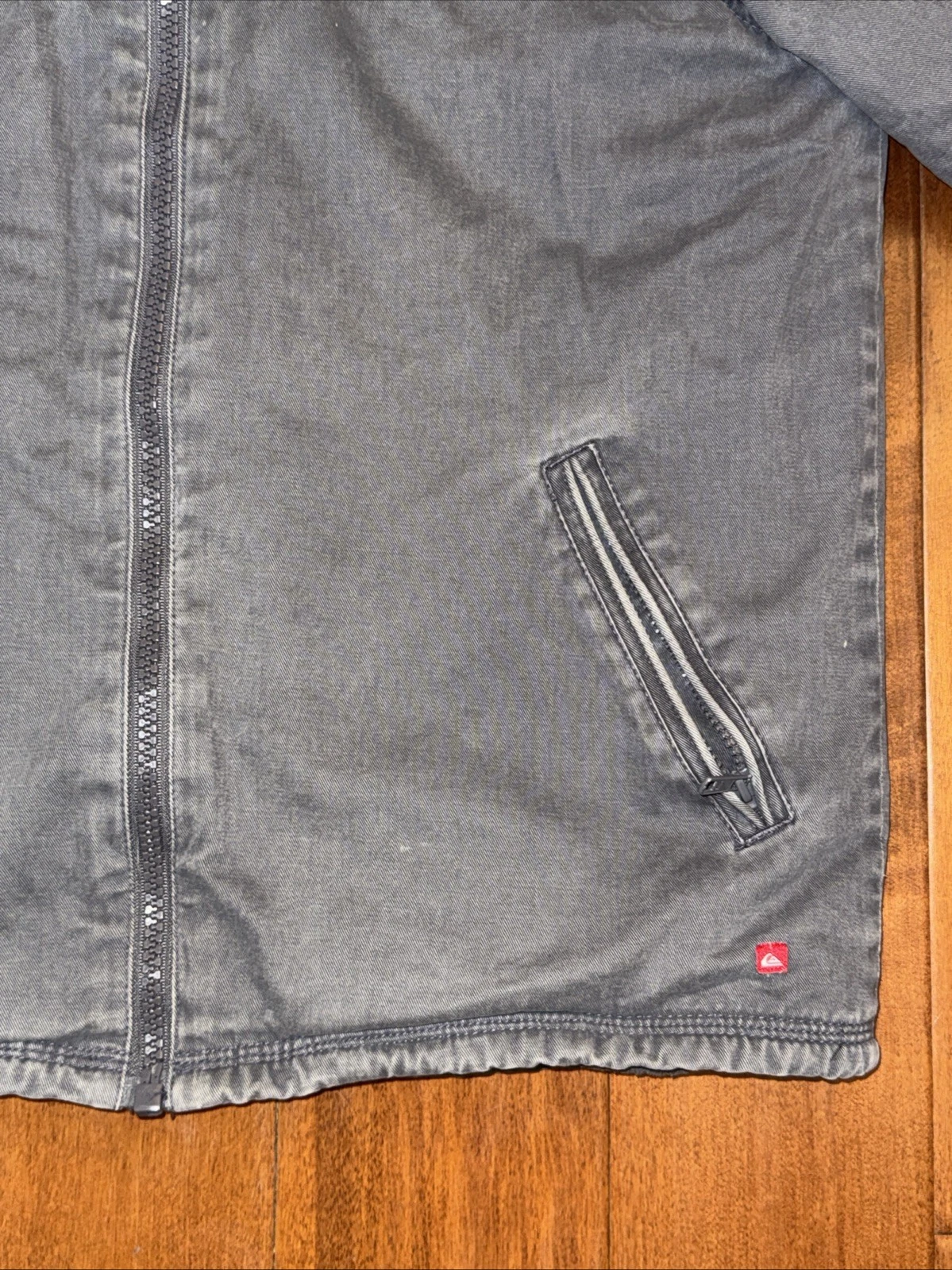 Vintage Quicksilver Jacket Mens Medium Gray Canvas Sherpa Lined Full Zip VTG Y2K image 3