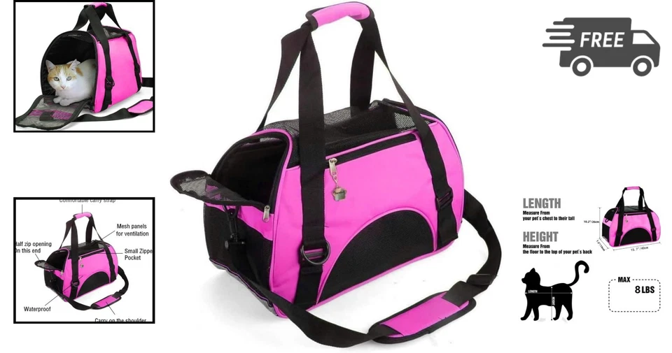 Elegante y Cómodo Porta Gatos Suave - Plegable, Ligero, Aprobado por Aerolínea Foto 2 de 4