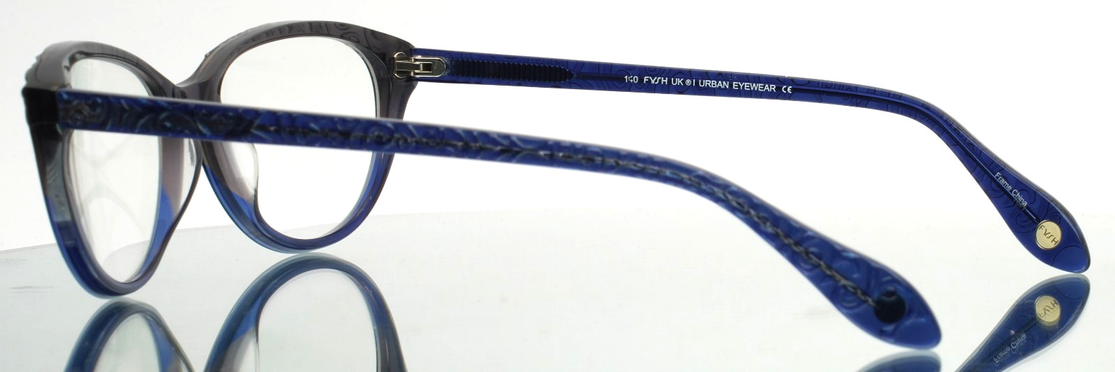FYSH 3562 661 Grey Blue Womens Semi Cat Eye Full Rim Eyeglasses 53-16-140 B:38