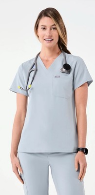 FIGS Scrubs Top womens Medium Dusty Blue Technical Collection Catarina 1 Pocket
