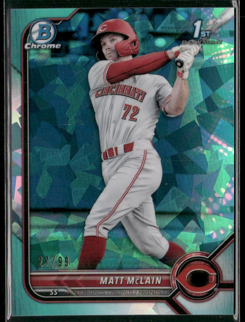 2022 Bowman Chrome Sapphire Matt McLain #BCP-245 Aqua Refractor /99 1st Reds