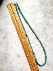 Vintage Navajo Pearls Sterling Turquoise & Fire Agate Heishi Necklace 21"- 15g — photo 10