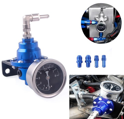 #ad Adjustable Fuel Pressure Regulator Gauge Kit Universal Vehicle Refitting 160 psi $15.99