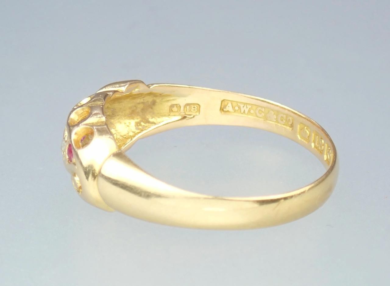 Fine Antique Edwardian Solid 18K Gold Ruby Diamon… - image 9