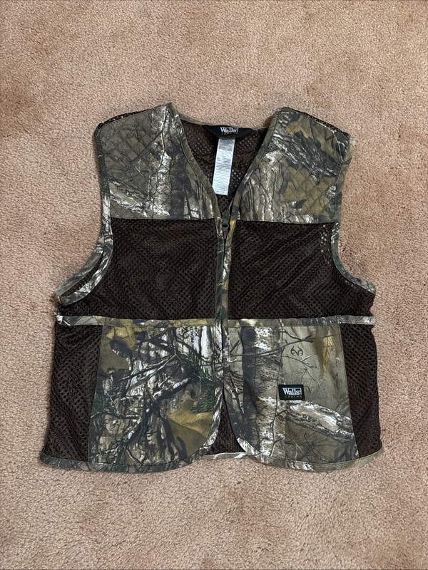 Walls Legend Vest Youth S/M Brown Camo Mesh Hunting Shooting Pockets