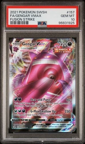 POKEMON GENGAR VMAX 2021 SWORD & SHIELD FUSION STRIKE #157 PSA 10