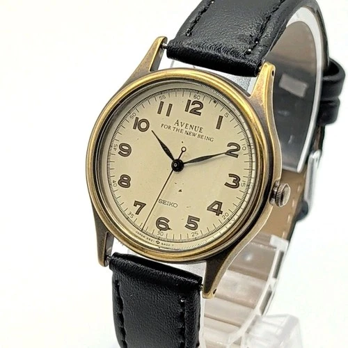 SEIKO Avenue 5S21-6A00 Men's Quartz Round Gold Vintage Y2K Watch Working