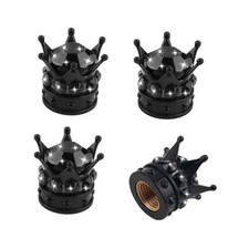 4PCS Bling Crown Car Tire Valve Caps,Stylish Tire Valve Stem Caps Black/4pcs