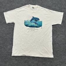 Jim Morris T-Shirt Mens Size XL White Dolphin Environmental Graphic Made in USA