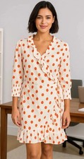 RIXO x Target Wrap Dress Sm White Poppy Red Polka Dot Ruffle Hem Fitted Cuff NWT
