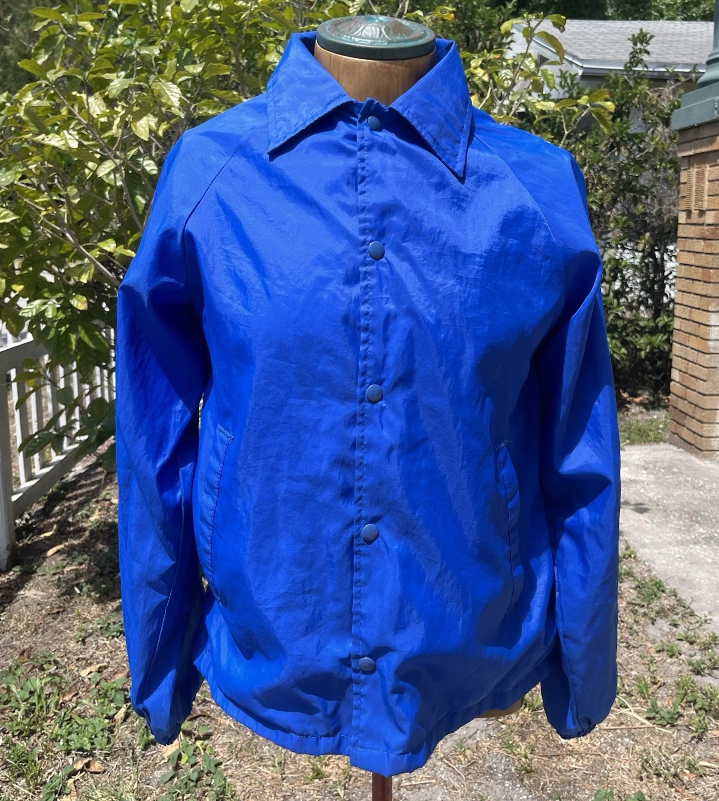 Vintage Blank ATHLETIC WORKS Coach Jacket 90s MadeUSA Sz Small Jacket 1990s VTG