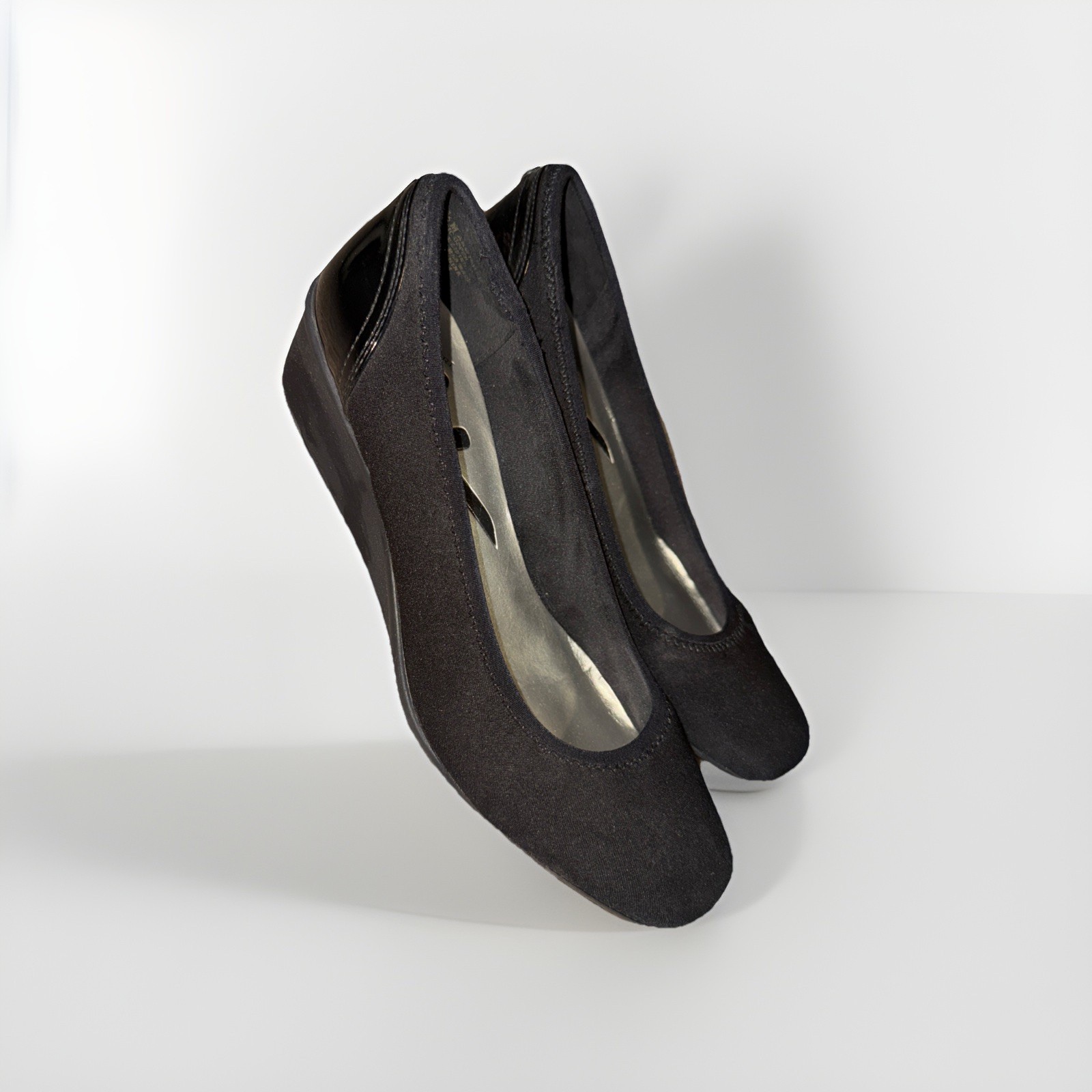 Anne Klein Women's Shoes Black Sport Wisher Wedge Pumps Sz 6.5 M