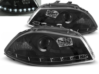 Scheinwerfer Paar Seat Ibiza 6L Ab 04/2002 Bis 2008 Daylight LED Schwarz - Lp...