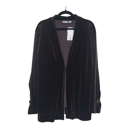 CHICOS Womens XL 16 ( 3 ) New Basic Velvet Sully Jacket Mohawk $88- Dark Brown - Picture 1 of 11
