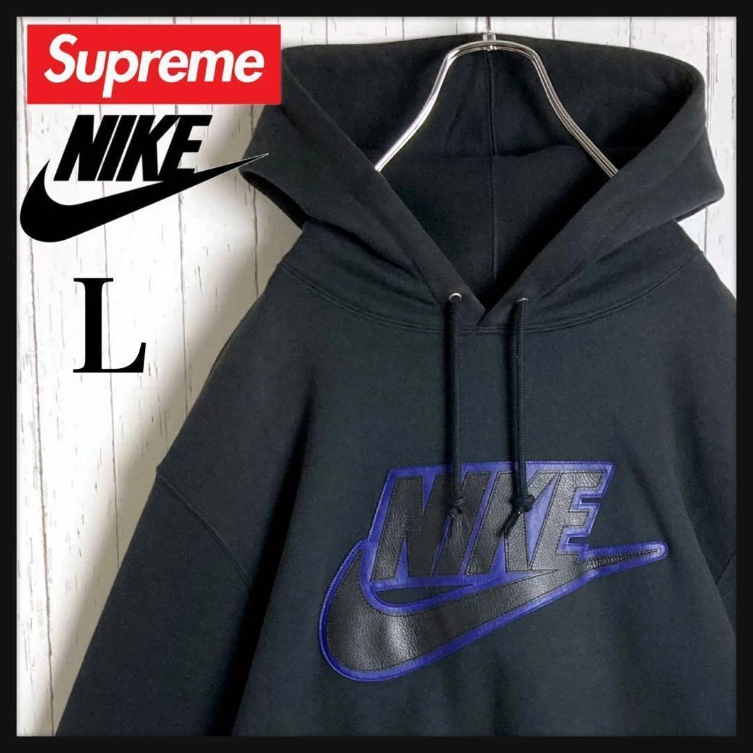 Sweat à capuche homme Supreme L Collaboration Nikeeather Swash grand logo emblématique streetwear R