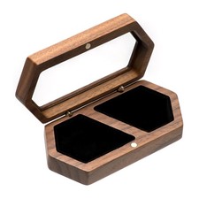 Engagement Wooden Ring Box for 2 Rings, Portable Wedding Ring Box for Wedding...