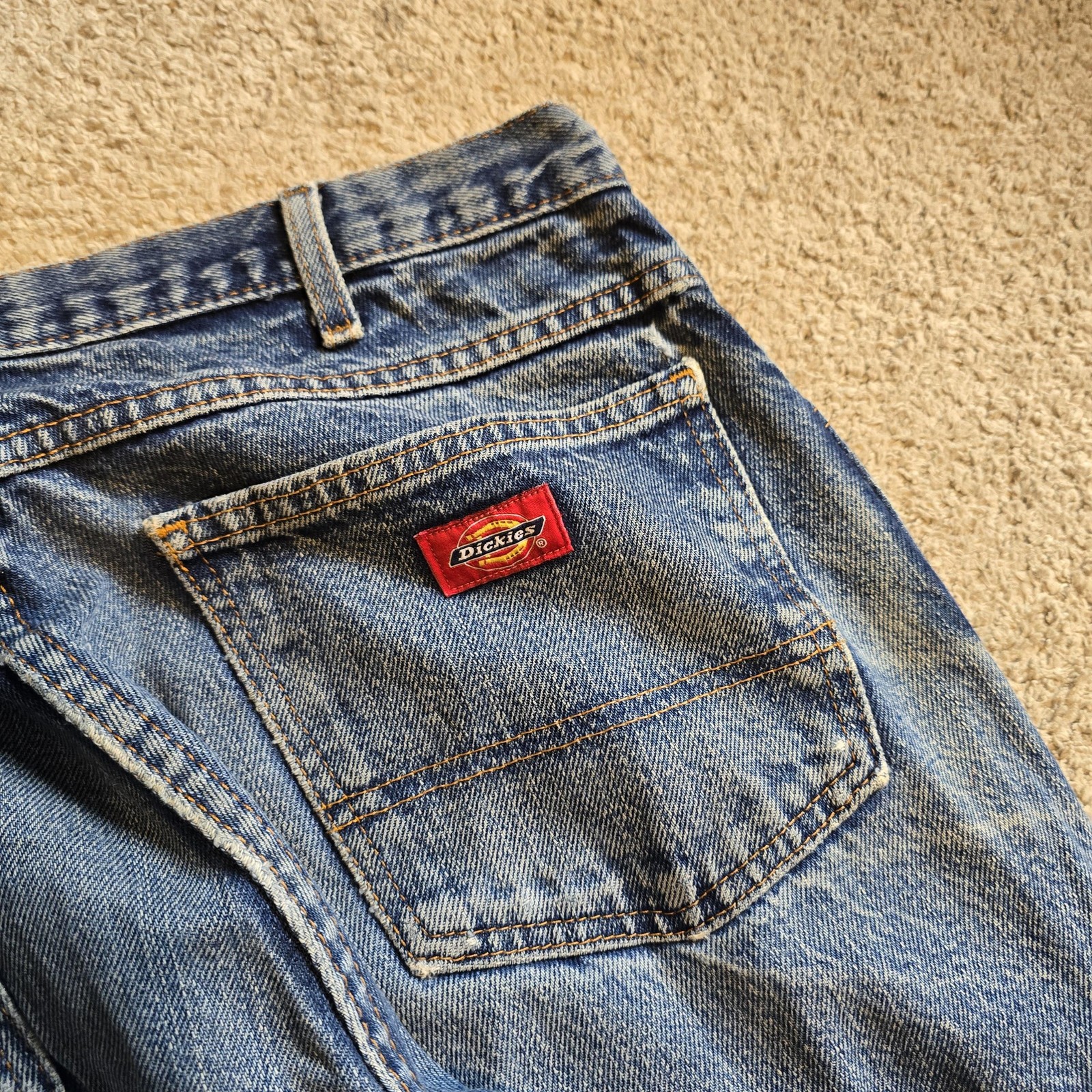 Dickies Large Blue Denim Midi Straight Workwear Pockets Casual image 9