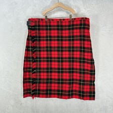 Celtic Pro Kilt Wrap Mens 38 Red Tartan Plaid Acrylic Adjustable Buckle Fringe