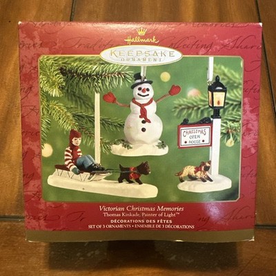 2001 Thomas Kinkade Victorian Christmas Memories Set of 3 Hallmark Ornament