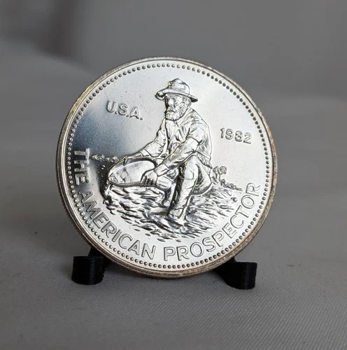 Vintage Engelhard 1982 First Year Prospector Bullion 1 Ounce Silver Blast White
