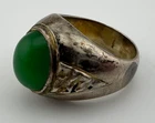 Men's Vintage Jade Ring Size 10.25 Vintage Sterling Silver 13.9g