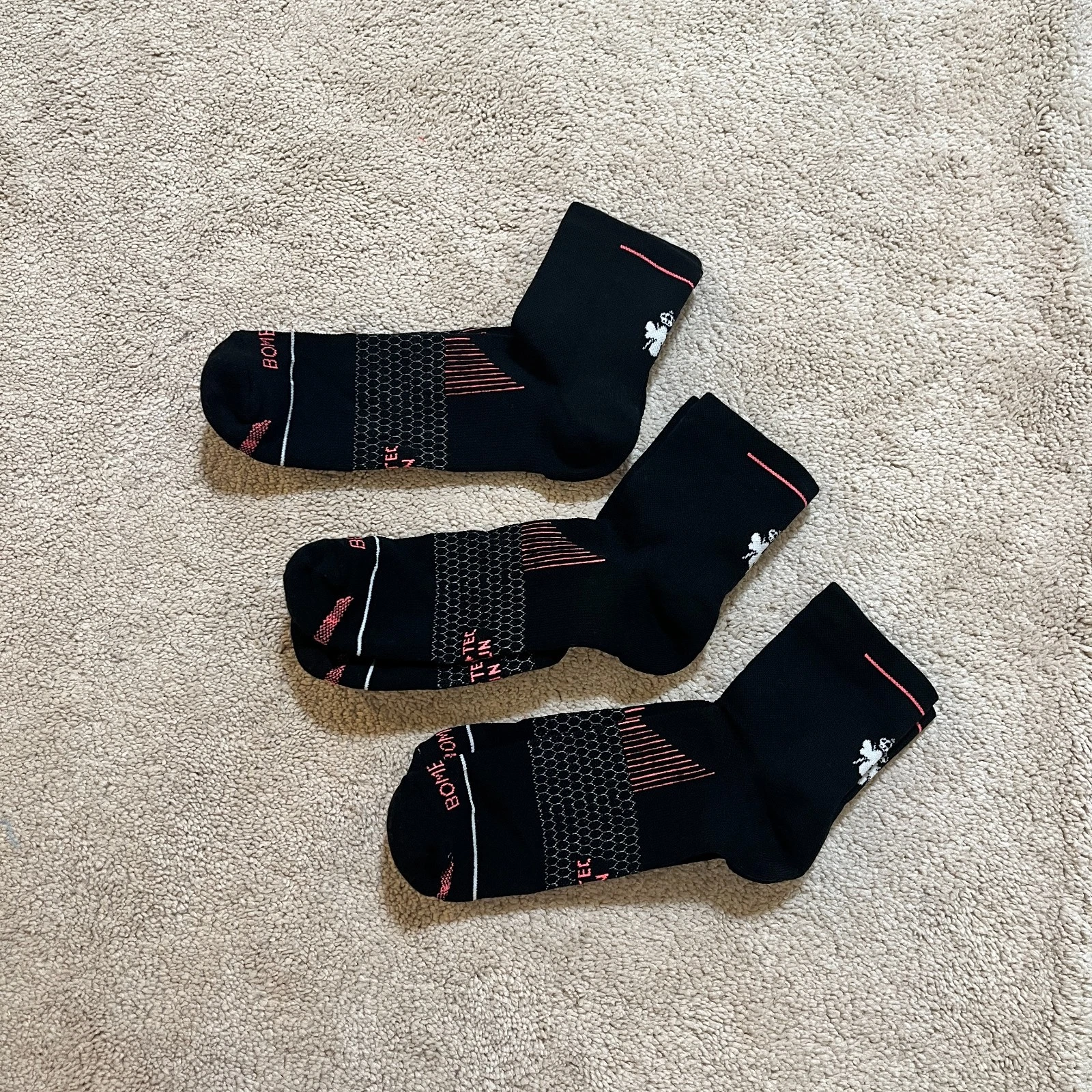 3-Pack NWOT BOMBAS merino wool blend quarter crew running socks XL Unisex
