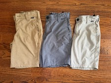Hurley Boys 3 Pairs Dri Fit Youth Chino Performance Shorts Grey Tan, Size YS