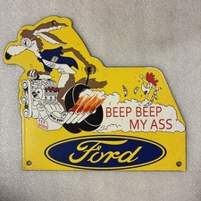 Ford Coyote Roadrunner 429 Boss Beep Beep My Heavy Porcelain Sign Plymouth