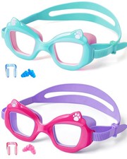 Kids Swim Goggles 2 Pack, AntiFog, Leakproof, UV Protection 180  Clear Wide V...