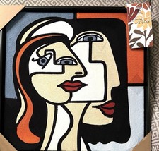 BP Home Woven Artistry.  Bold Cubist Abstract Face Geometric Art 16.5 x 16.5 New