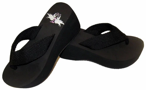 Trendy Design's Black Flip Flops Wedge High Heel Comfortable US Womens Sz 4-11
