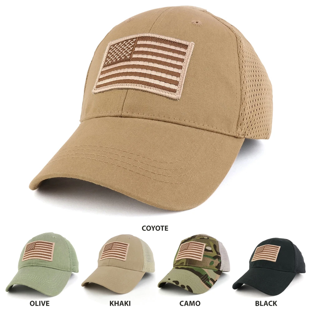 USA American Flag DESERT Embroidered Tactical Patch with Mesh Operator Cap