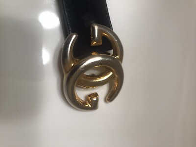 Gucci Belt NAVY SUEDE VINTAGE sz 76 with Gold GG buckle Purchased