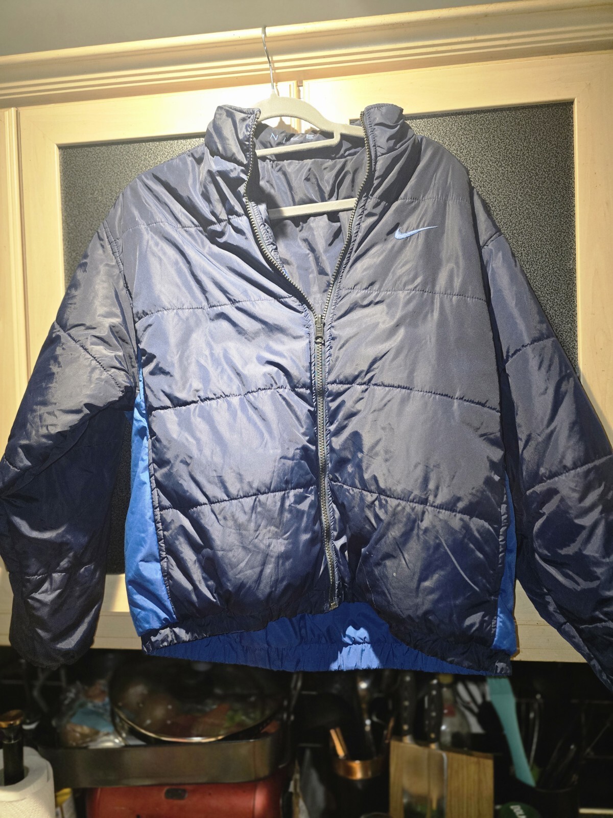 SACAI X NIKE Cappotto giacca swoosh puffer puffy blu reversibile Nike vintage anni 90 taglia xl 1022