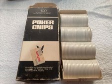 100 Vintage Interlocking White Playboy Rabbit Symbol Poker Chips Made In USA