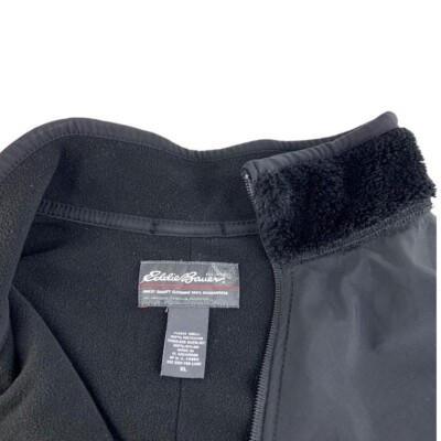 Men's XL Eddie Bauer Black Full Zip Polartec Fleece Shell Jacket