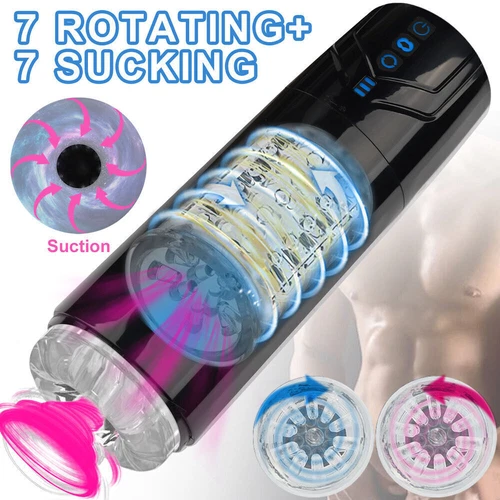 Handsfree Male Masturbaters Automatic Rotation Telescopic Strokers Cup Lubricant - Picture 3 of 25