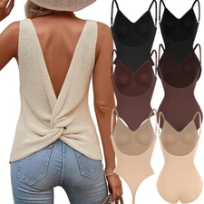 Women Low Back Bodysuit Tummy Control Shapewear Slimming Full Body Shaper Tops